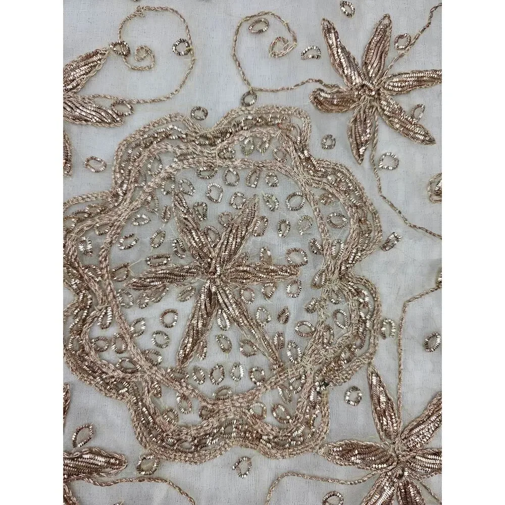 Table Runner and 2 Place Mats Embroidered Gold Beaded Accents, Indian or Persian